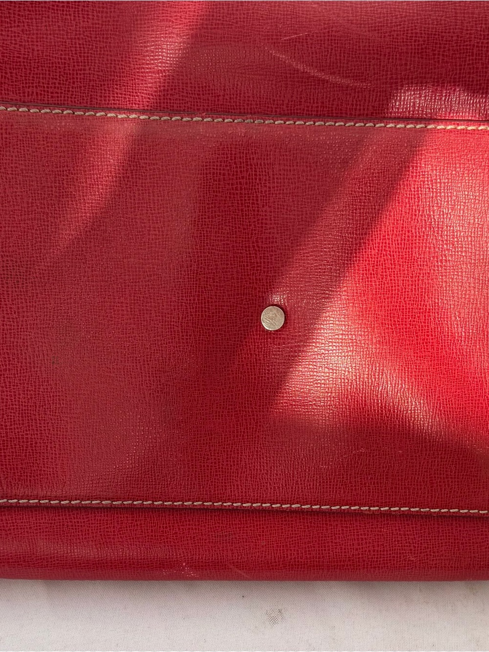 Vintage Ann Taylor Red Leather Duffle Bag Weekender CarryOn Travel Luggage AS IS - Picture 5 of 16